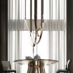 D0097 Dutti LED Bronze Curved Lines Leather Modern Chandelier for Dining Room, Ballroom, Showroom