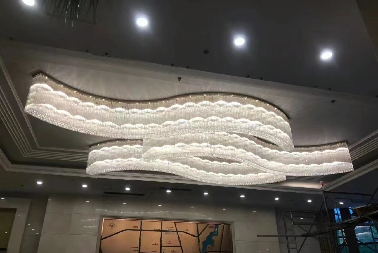 Dutti LED Non-standard Modern Chandelier Wave Crystal Ceiling Pendant Lighting OEM custom for Ballroom 